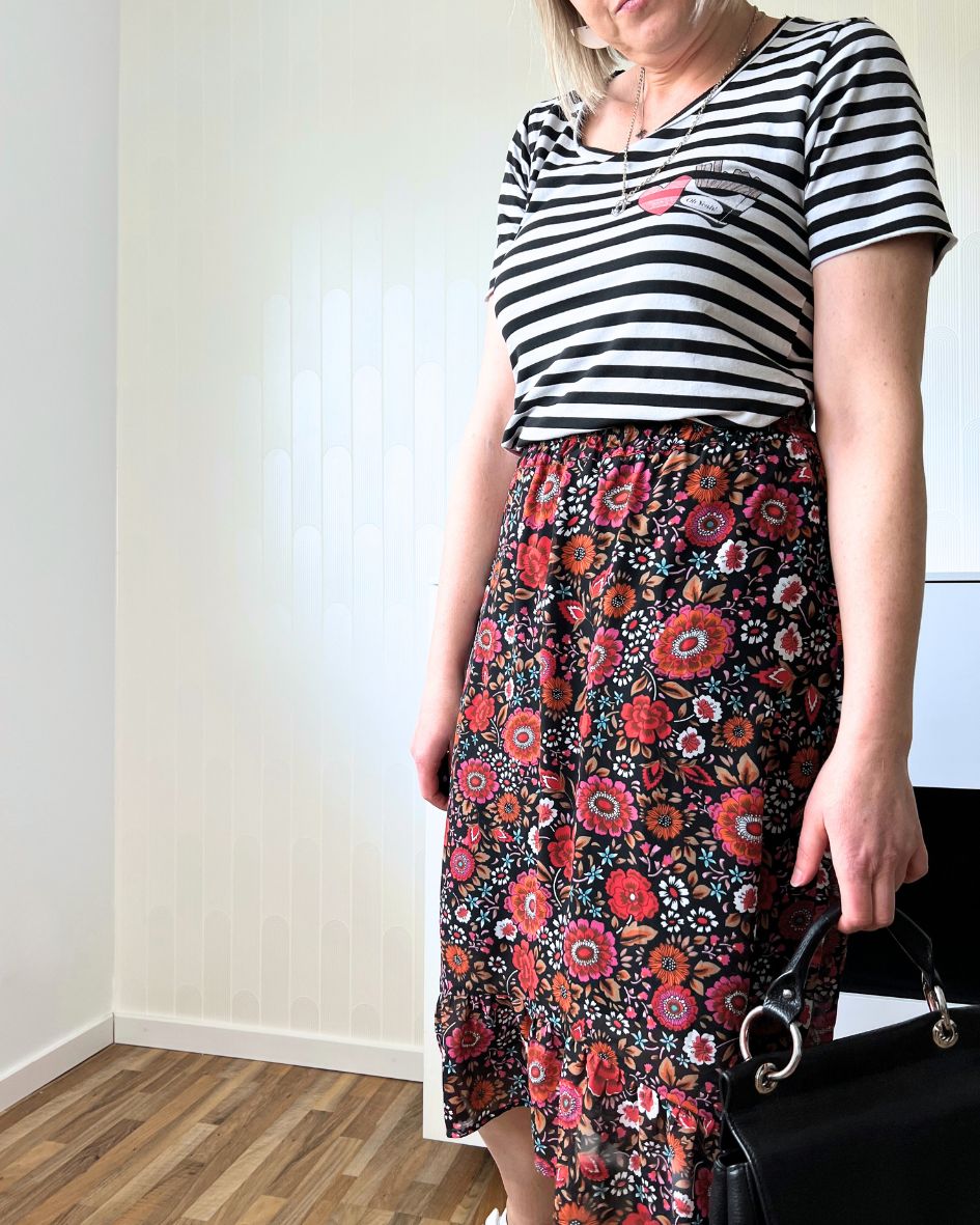 Mustermix-Outfit-Blumenprint-Streifen